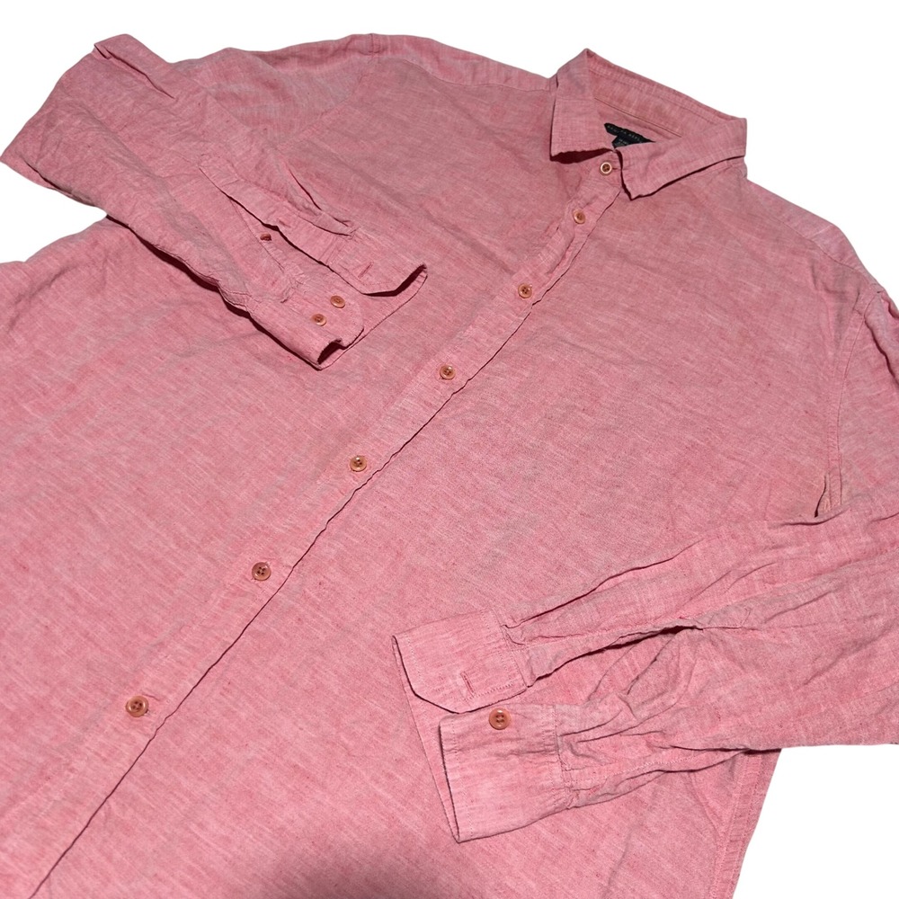 Banana Republic Button Down Mens XXL Pink Linen Blend Long Sleeve Shirt
